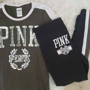 VS PINK army green matching set